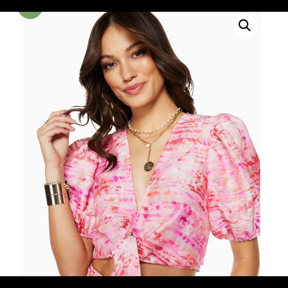 NEW Ramy Brook pink Tammie Tie front pink top